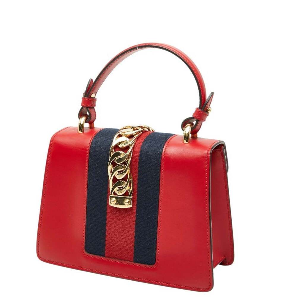 GUCCI Red Leather Sylvie Shoulder Bag - Picture 2 of 12